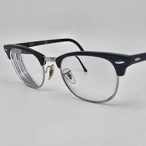 Ray-Ban RB5154 2000 Clubmaster Optics Black on Silver Eyeglasses Frame 51-21-145